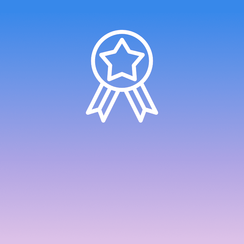 Award icon against a lavender-purple gradient background