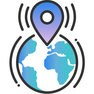 Icon showing a location marker on top of a globe