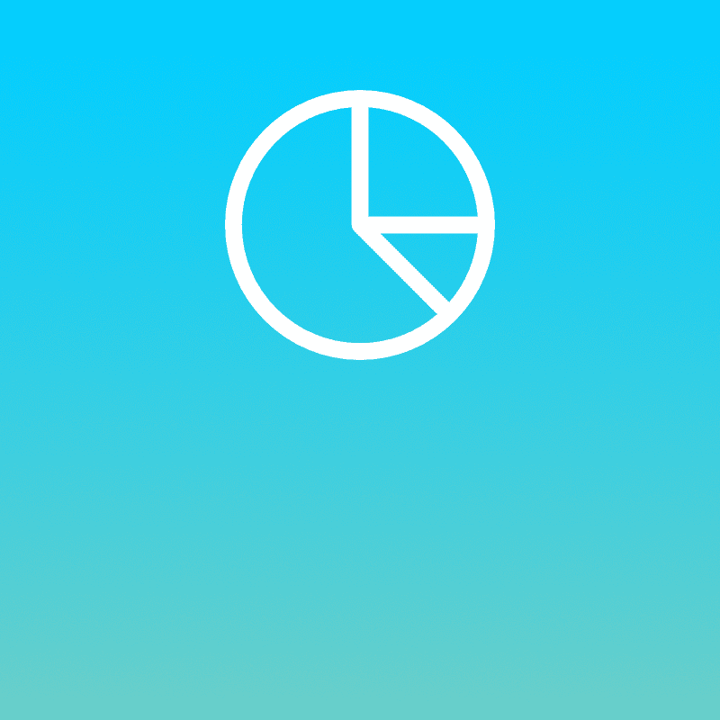 Pie chart icon against an aqua-turquoise background