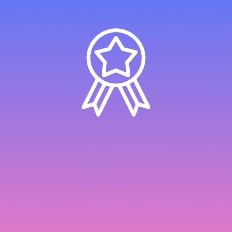 Award icon against a pink-purple gradient background