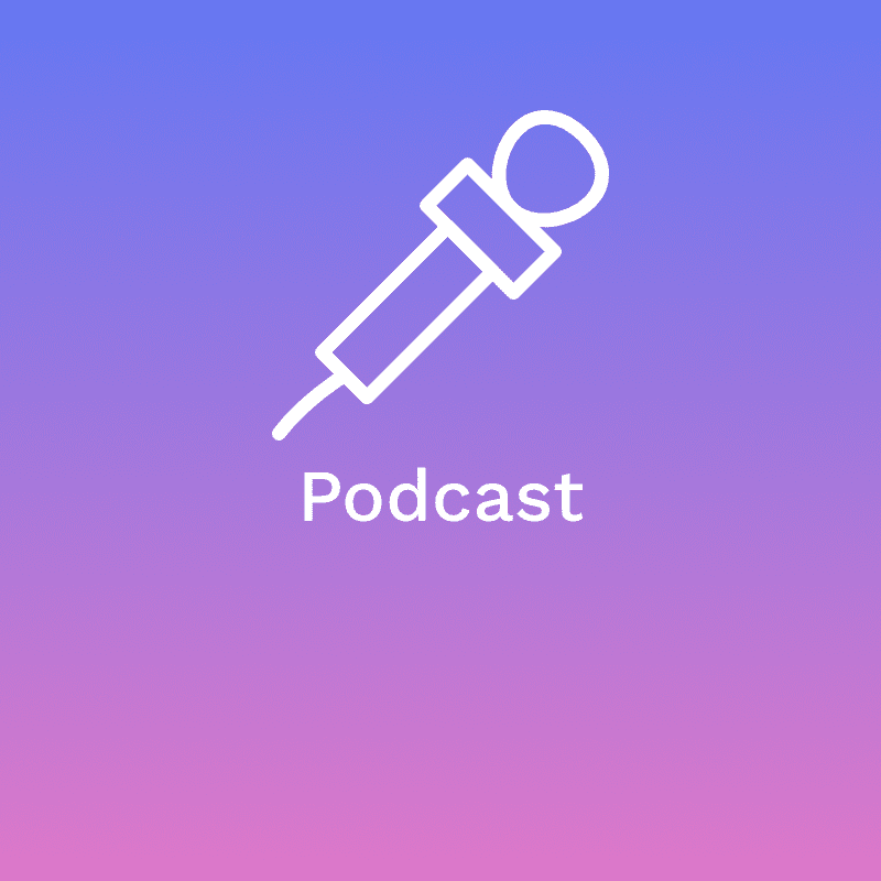 Podcast icon against a pink-purple gradient background