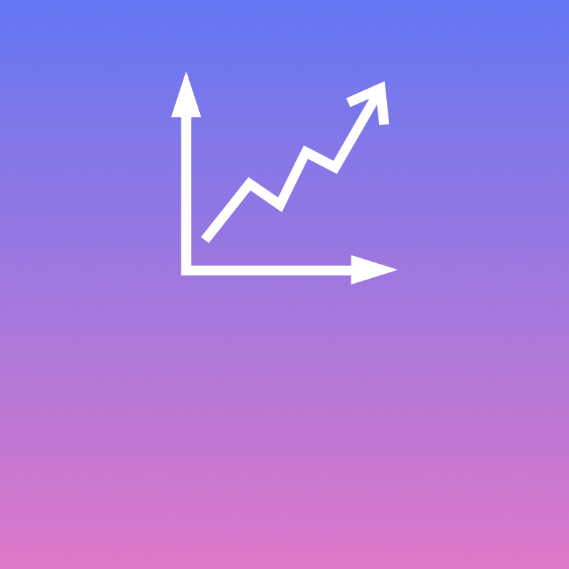 Graph icon set against purple-pink gradient background