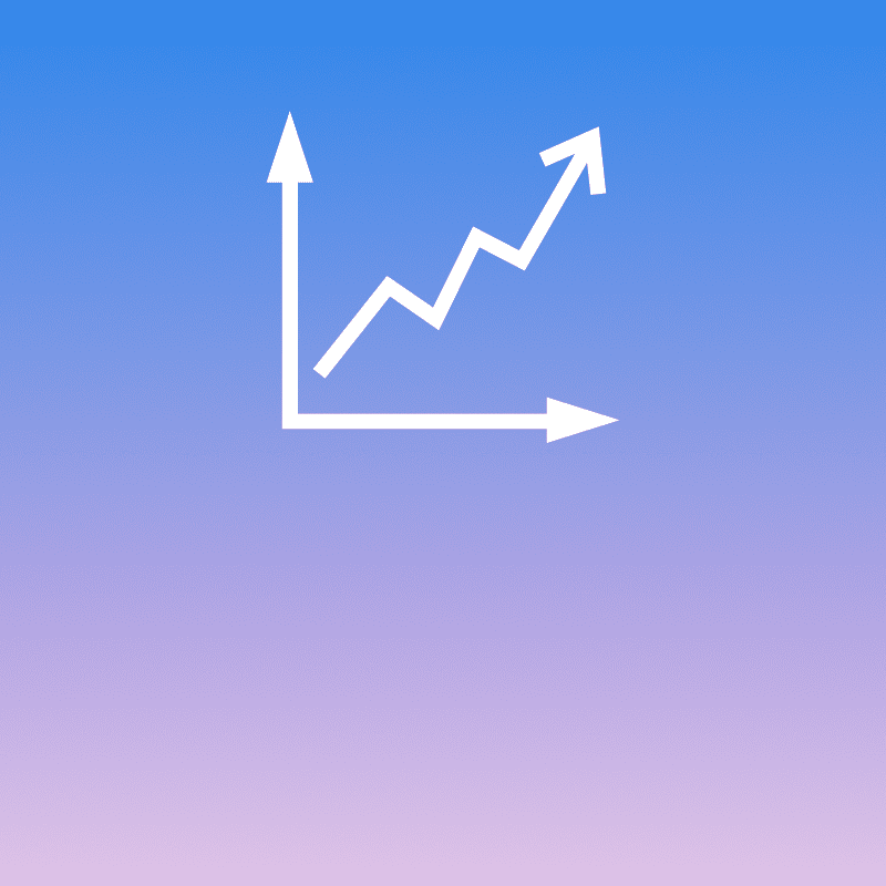 Graph icon set against blue-lavender gradient background