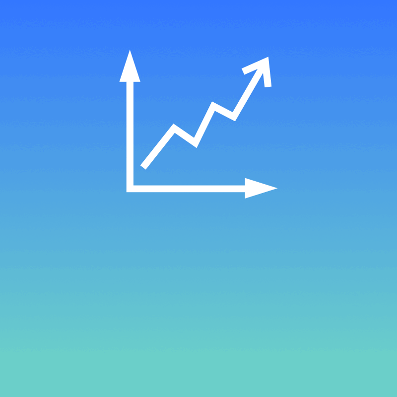 Graph icon set against blue-green gradient background